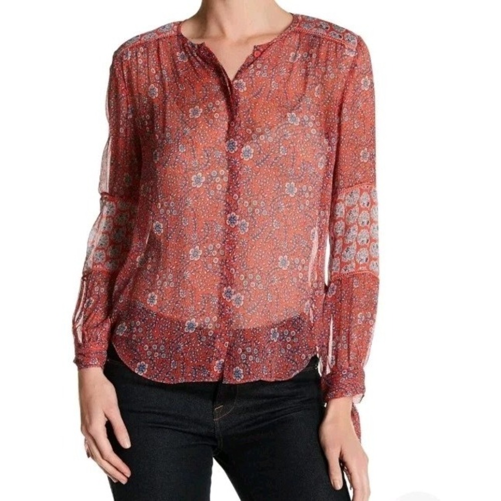 Rebecca Taylor Amanda Sheer Silk Blouse‎
